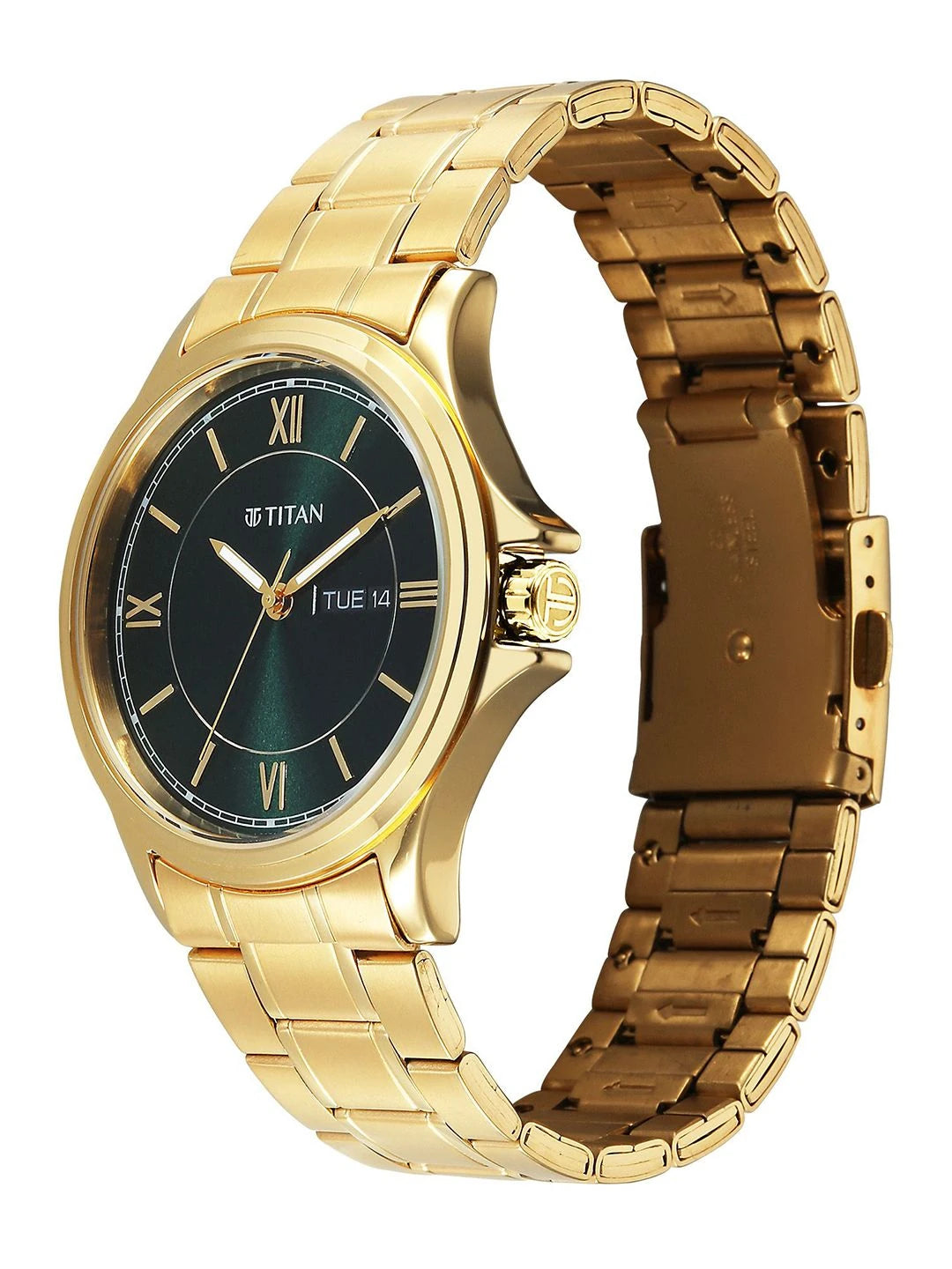 Titan Neo Arabic Quartz Brass Dial & Stainless Steel Straps Analogue Watch - 1870YM01