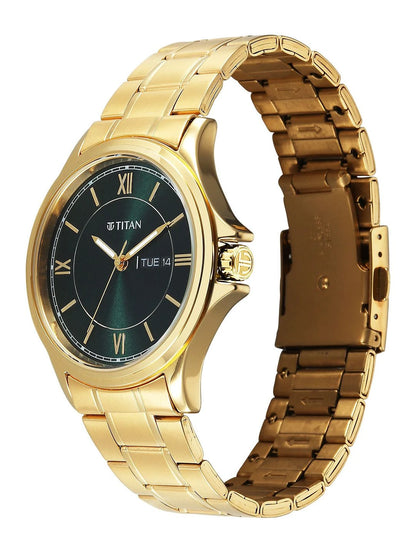 Titan Neo Arabic Quartz Brass Dial & Stainless Steel Straps Analogue Watch - 1870YM01