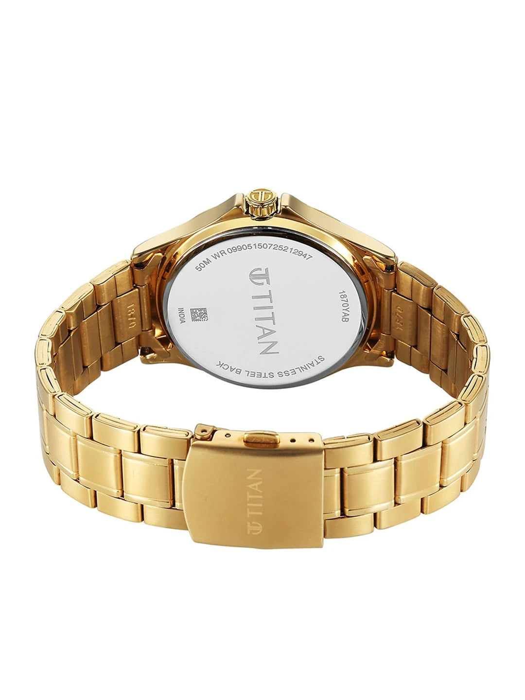 Titan Neo Arabic Quartz Brass Dial & Stainless Steel Straps Analogue Watch - 1870YM01