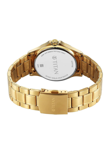 Titan Neo Arabic Quartz Brass Dial & Stainless Steel Straps Analogue Watch - 1870YM01