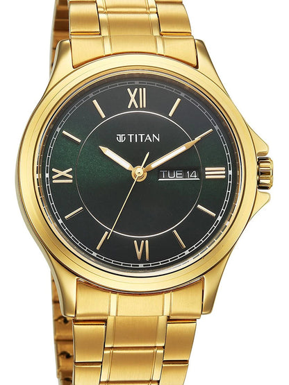 Titan Neo Arabic Quartz Brass Dial & Stainless Steel Straps Analogue Watch - 1870YM01