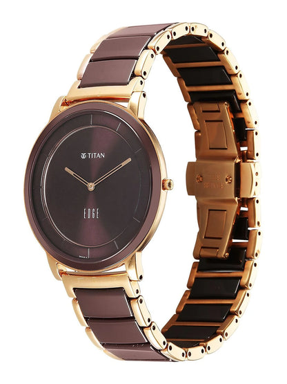 Titan Edge Melange Quartz Round Dial Watch - 1878KD08
