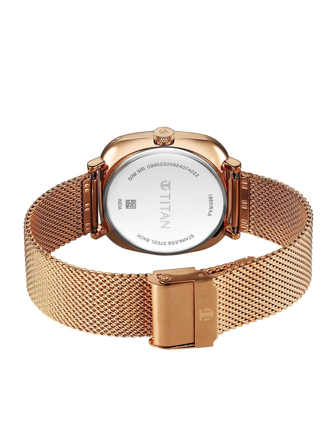 Titan Brass Dial & Stainless Steel Bracelet Style Straps Analogue Watch - 1885WM01