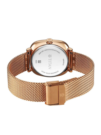 Titan Brass Dial & Stainless Steel Bracelet Style Straps Analogue Watch - 1885WM01