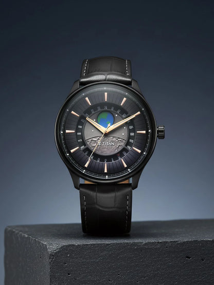 Titan Stellar Quartz Grey Round Dial Watch - 1890NL01