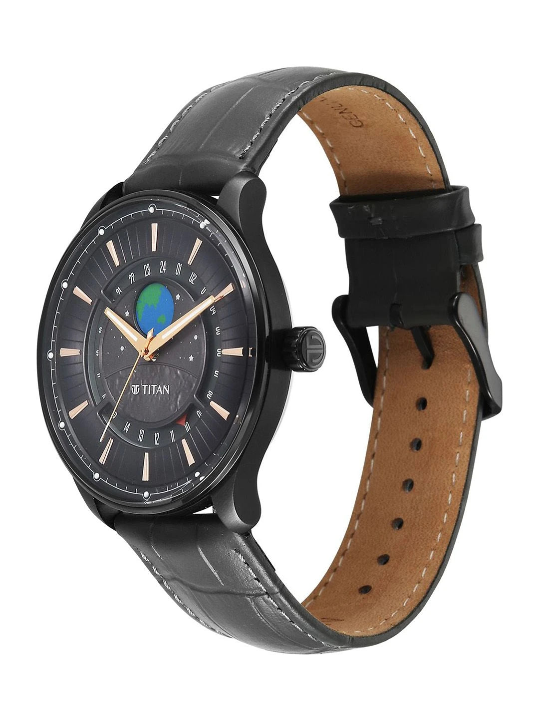 Titan Stellar Quartz Grey Round Dial Watch - 1890NL01