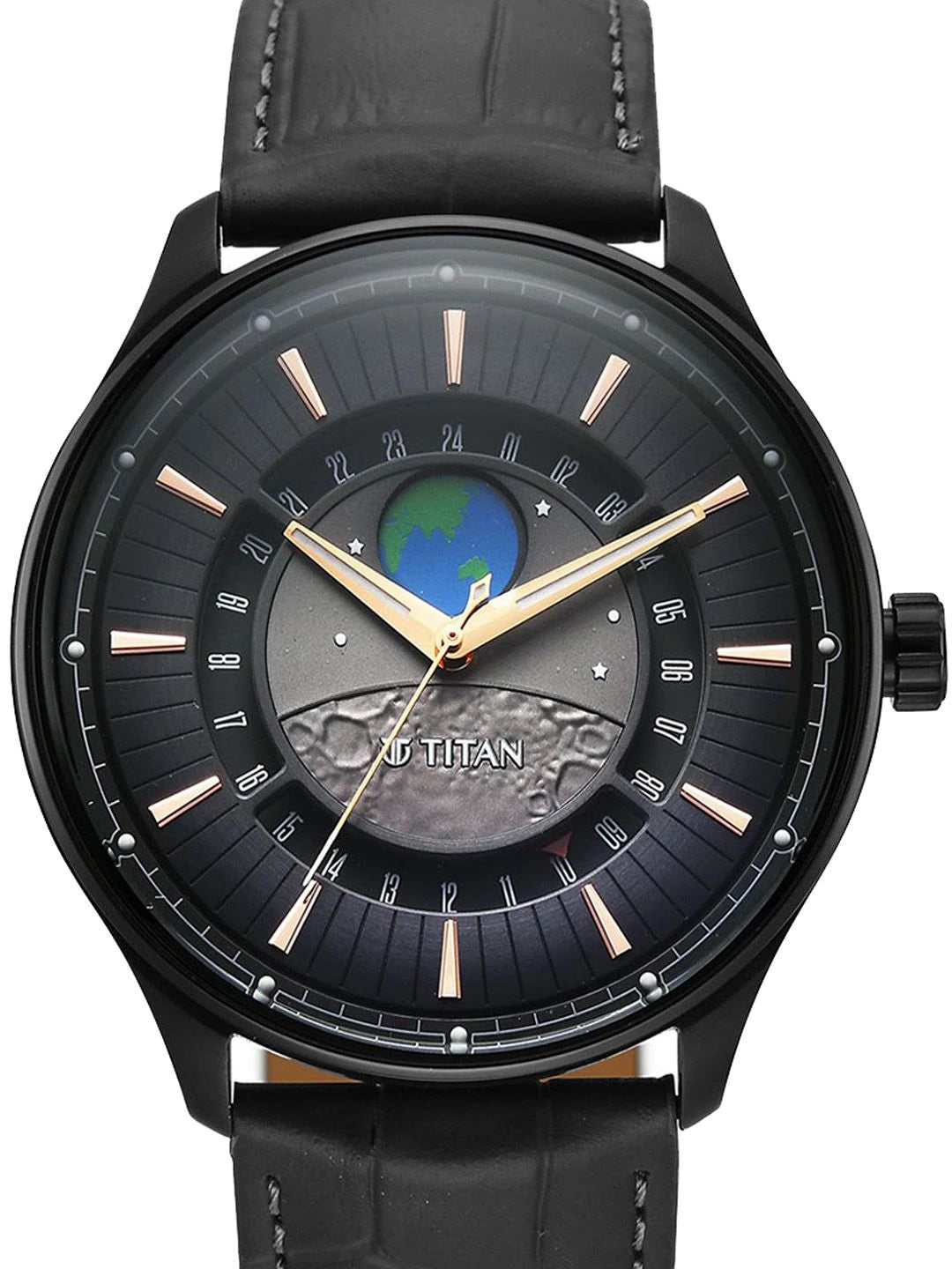 Titan Stellar Quartz Grey Round Dial Watch - 1890NL01
