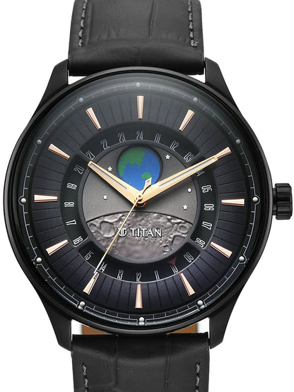 Titan Stellar Quartz Grey Round Dial Watch - 1890NL01