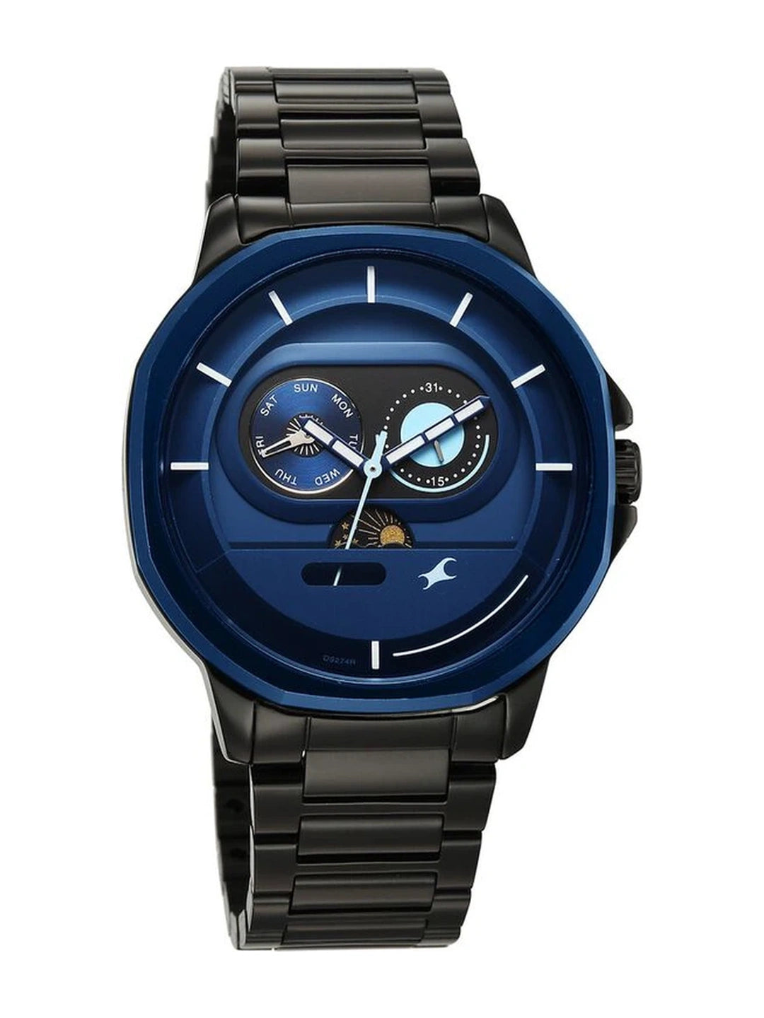 Fastrack Round Blue Dial Analog Watch With Metal Strap - 3303KM07