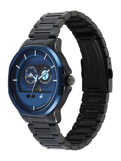 Fastrack Round Blue Dial Analog Watch With Metal Strap - 3303KM07