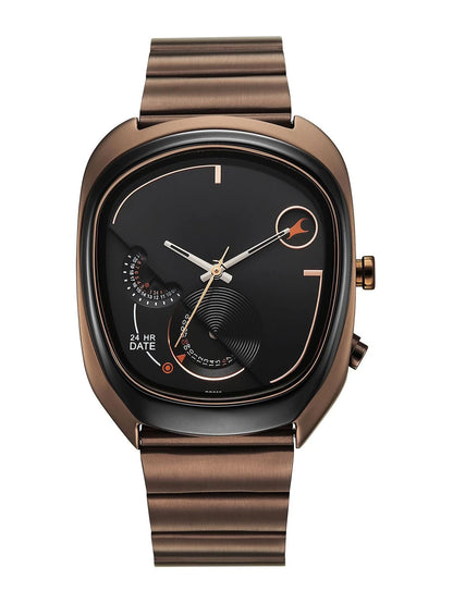 Fastrack Ufo Quartz Multifunction Black Dial Stainless Steel Strap Watch - 3327KM01