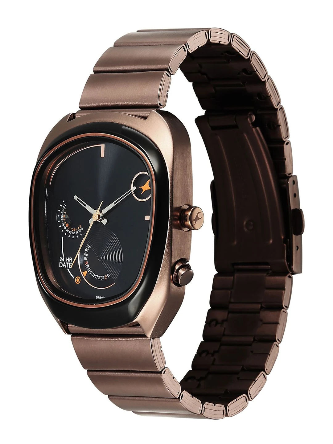 Fastrack Ufo Quartz Multifunction Black Dial Stainless Steel Strap Watch - 3327KM01