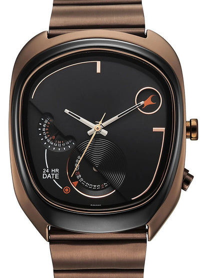 Fastrack Ufo Quartz Multifunction Black Dial Stainless Steel Strap Watch - 3327KM01