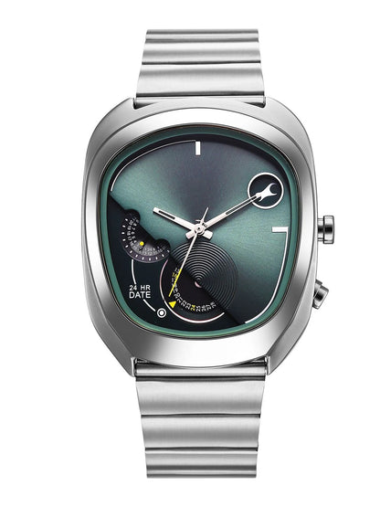 Fastrack Ufo Quartz Multifunction Green Dial Stainless Steel Strap Watch - 3327SM01