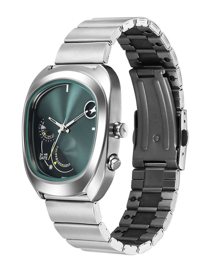 Fastrack Ufo Quartz Multifunction Green Dial Stainless Steel Strap Watch - 3327SM01