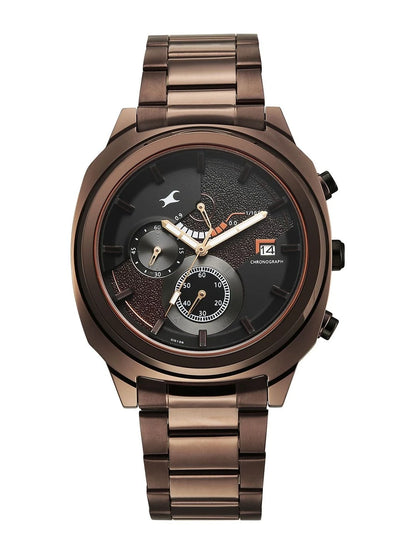 Fastrack Kronos 3 Black Dial Quartz Analog Watch - 3335KM01