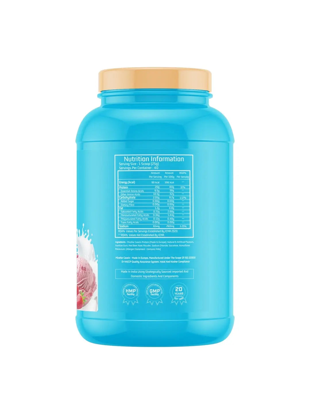 Myfitness Casein Protein Powder Strawberry Delight 1kg
