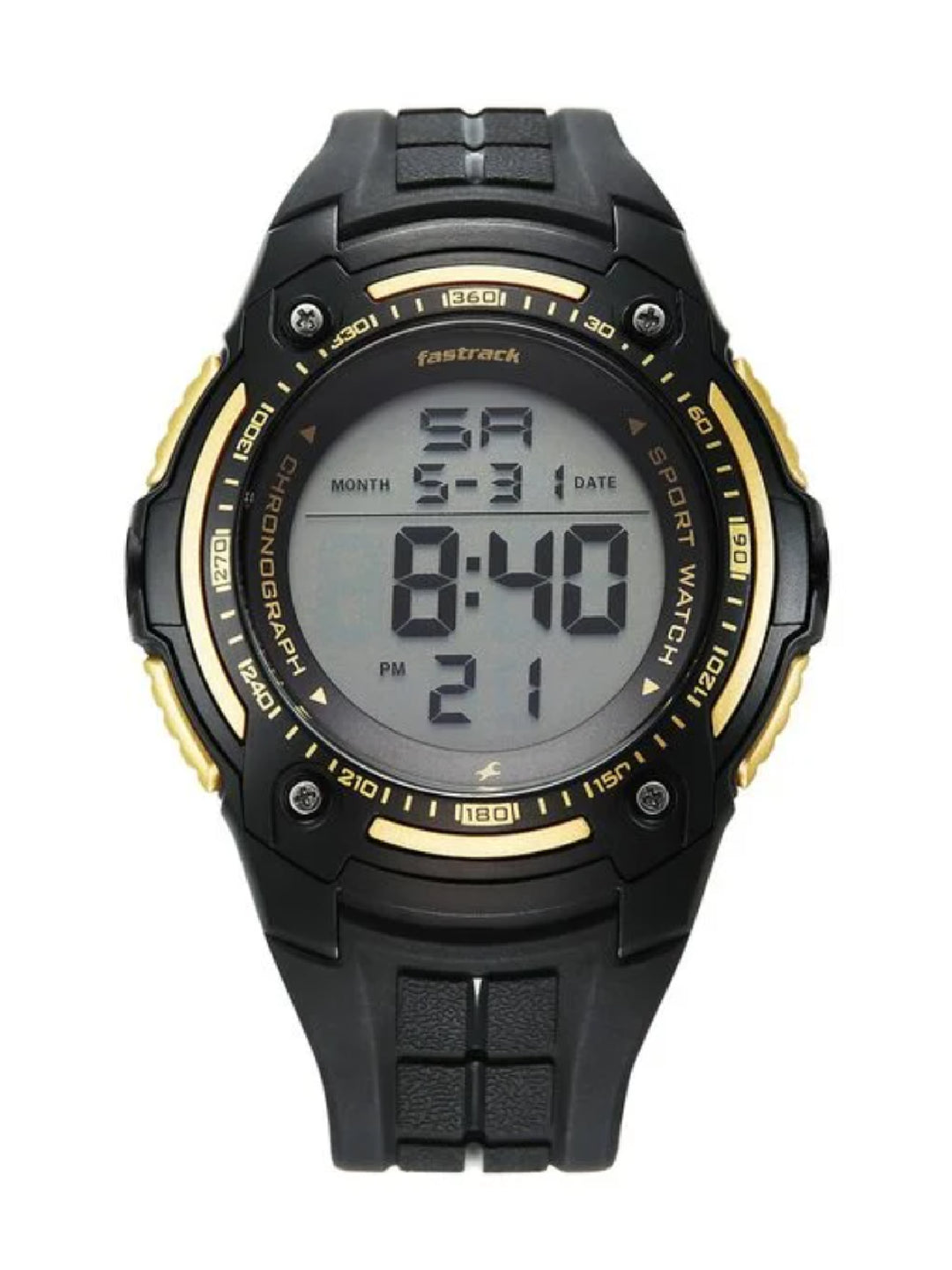 Fastrack Round Black Dial Digital Watch With Polyether Strap  - 38128PP02W