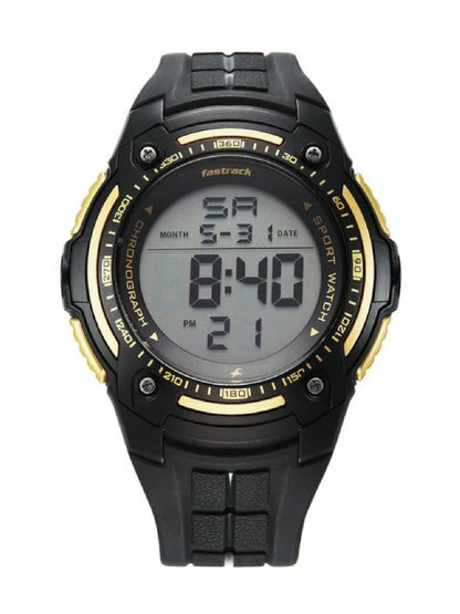 Fastrack Round Black Dial Digital Watch With Polyether Strap  - 38128PP02W
