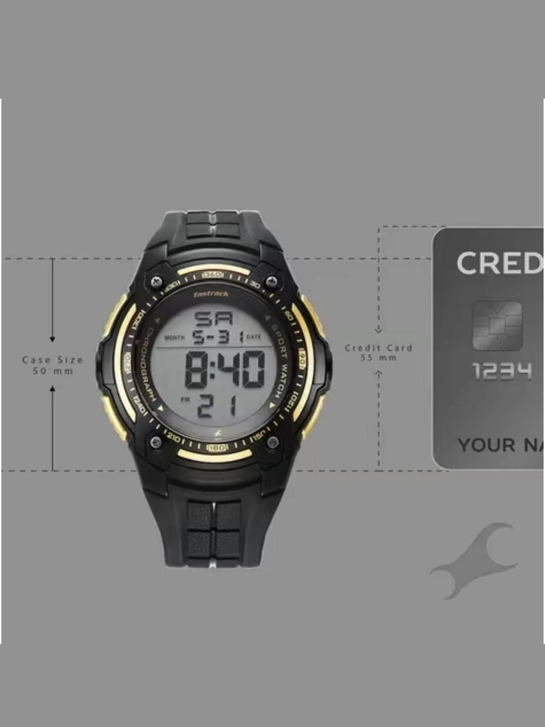 Fastrack Round Black Dial Digital Watch With Polyether Strap  - 38128PP02W