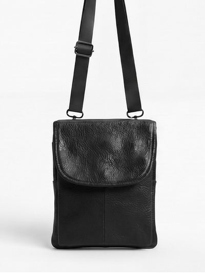 Powerlook Black Leather Crossbody Bag