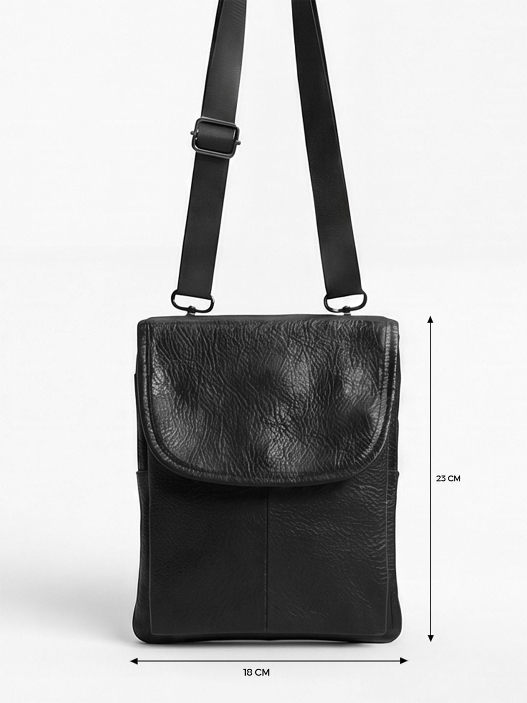Powerlook Black Leather Crossbody Bag