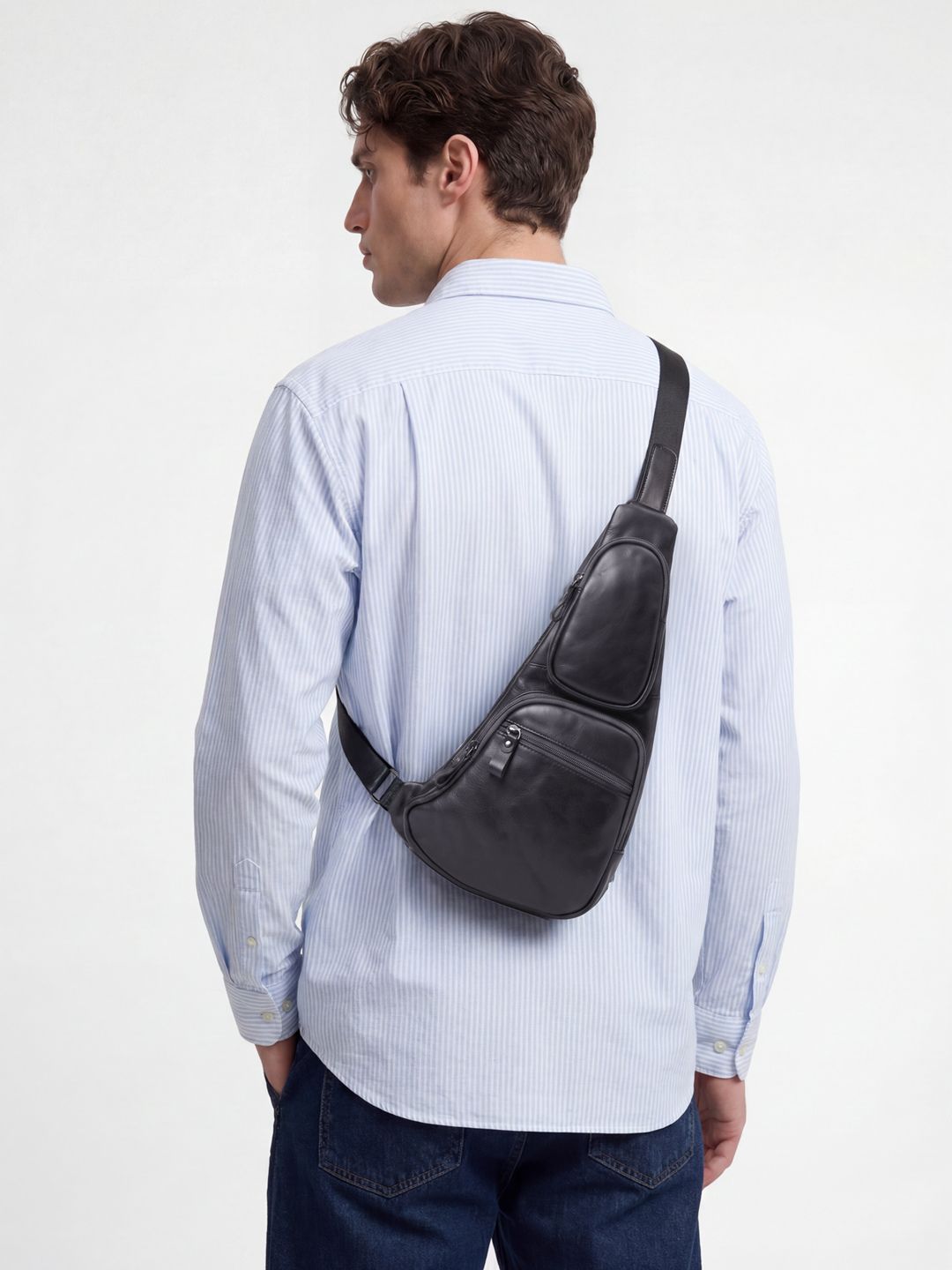 Powerlook Brown Multipockets Leather Bag