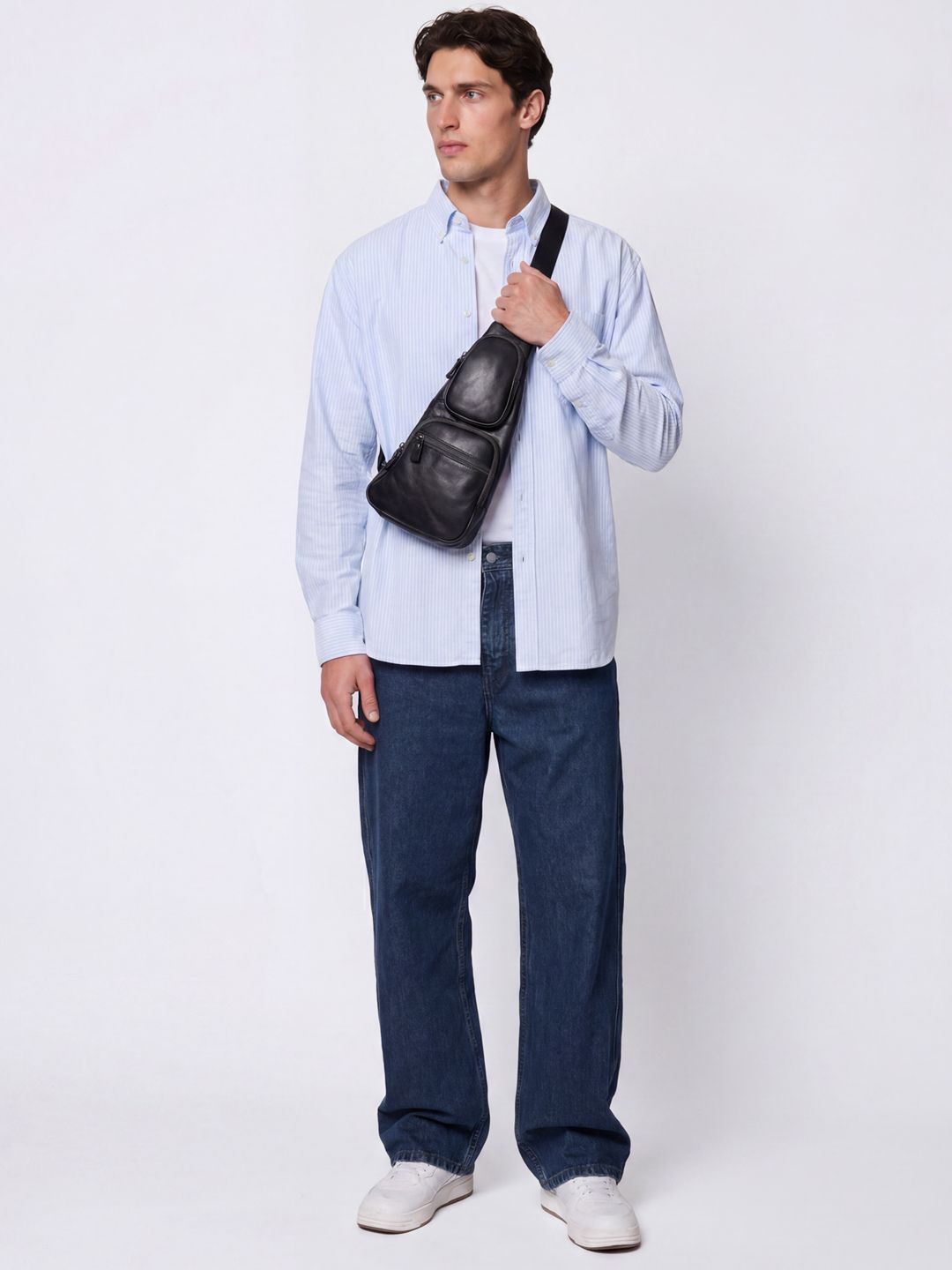 Powerlook Brown Multipockets Leather Bag