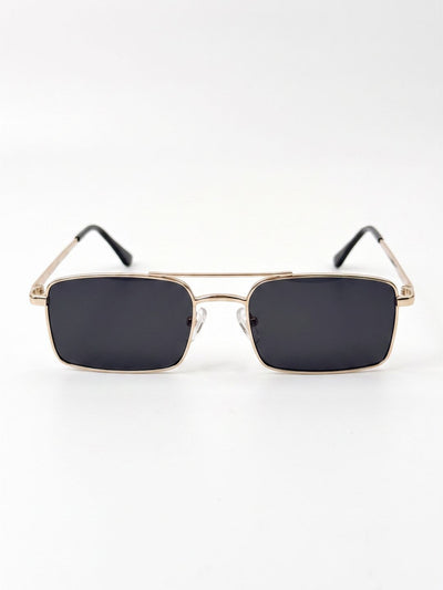 Powerlook Gold Rectangle Sunglasses