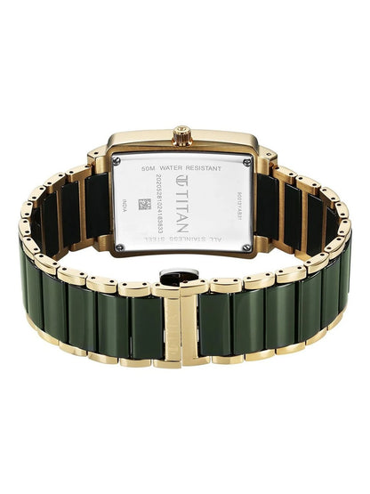 Titan Dial & Ceramic Bracelet Style Straps Analogue Date Aperture Watch - 90013KD05