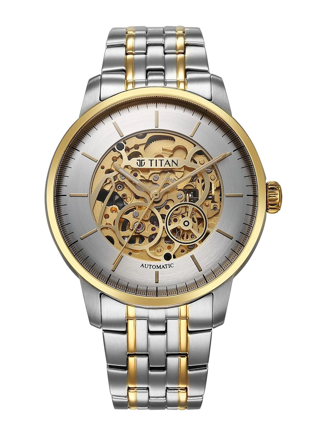 Titan Golden Heart Skeleton Dial & Bracelet Style Straps Analog Watch - 90110BM01