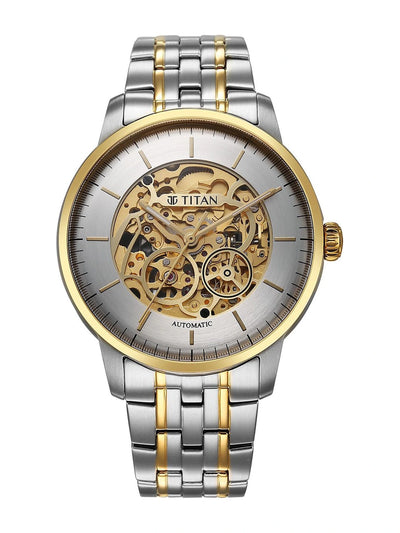 Titan Golden Heart Skeleton Dial & Bracelet Style Strap Analog Watch - 90110BM01
