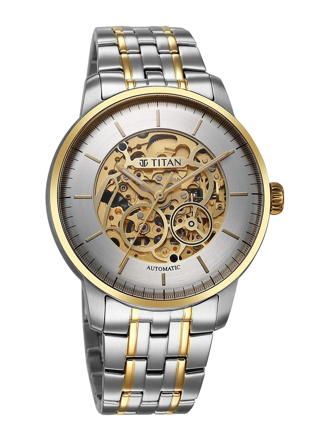 Titan Golden Heart Skeleton Dial & Bracelet Style Straps Analog Watch - 90110BM01