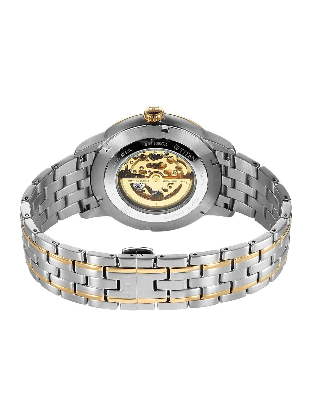 Titan Golden Heart Skeleton Dial & Bracelet Style Strap Analog Watch - 90110BM01