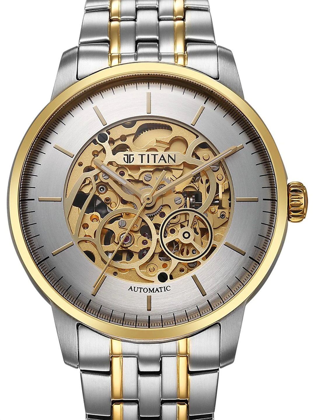 Titan Golden Heart Skeleton Dial & Bracelet Style Straps Analog Watch - 90110BM01