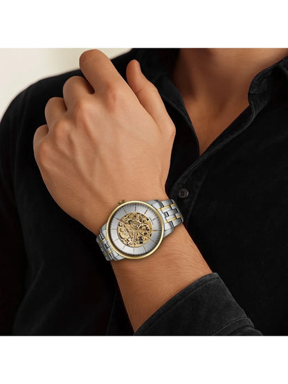 Titan Golden Heart Skeleton Dial & Bracelet Style Straps Analog Watch - 90110BM01