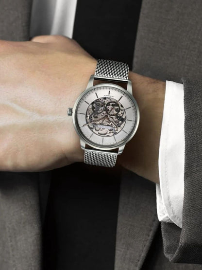 Titan Round Silver Dial Analog Watch With Metal Strap - 90110QM02