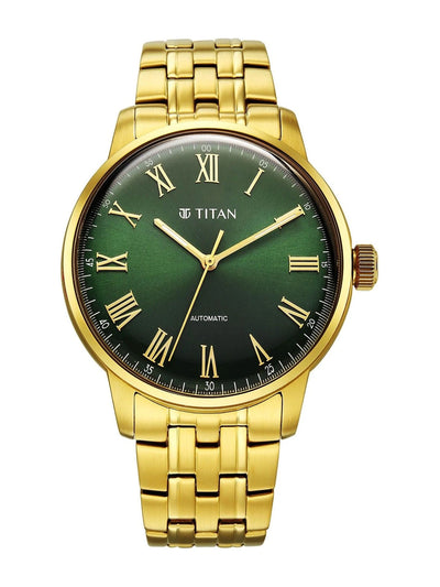 Titan Aurelian Concealed Automatic Analog Green Dial Watch - 90110YM02