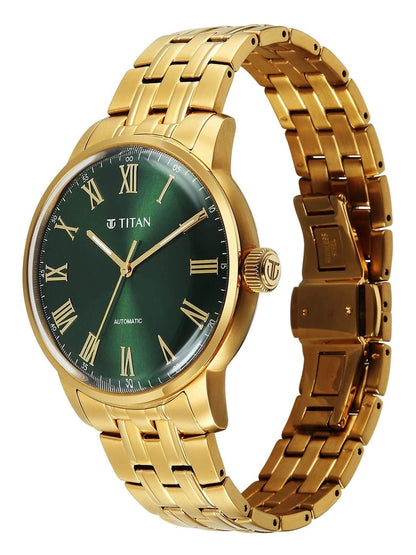 Titan Aurelian Concealed Automatic Analog Green Dial Watch - 90110YM02