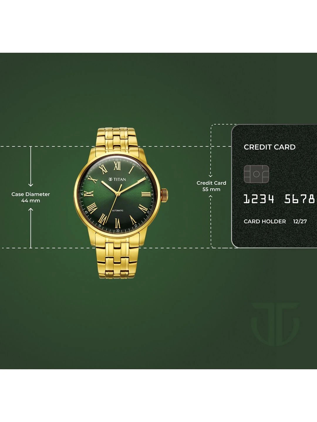 Titan Aurelian Concealed Automatic Analog Green Dial Watch - 90110YM02