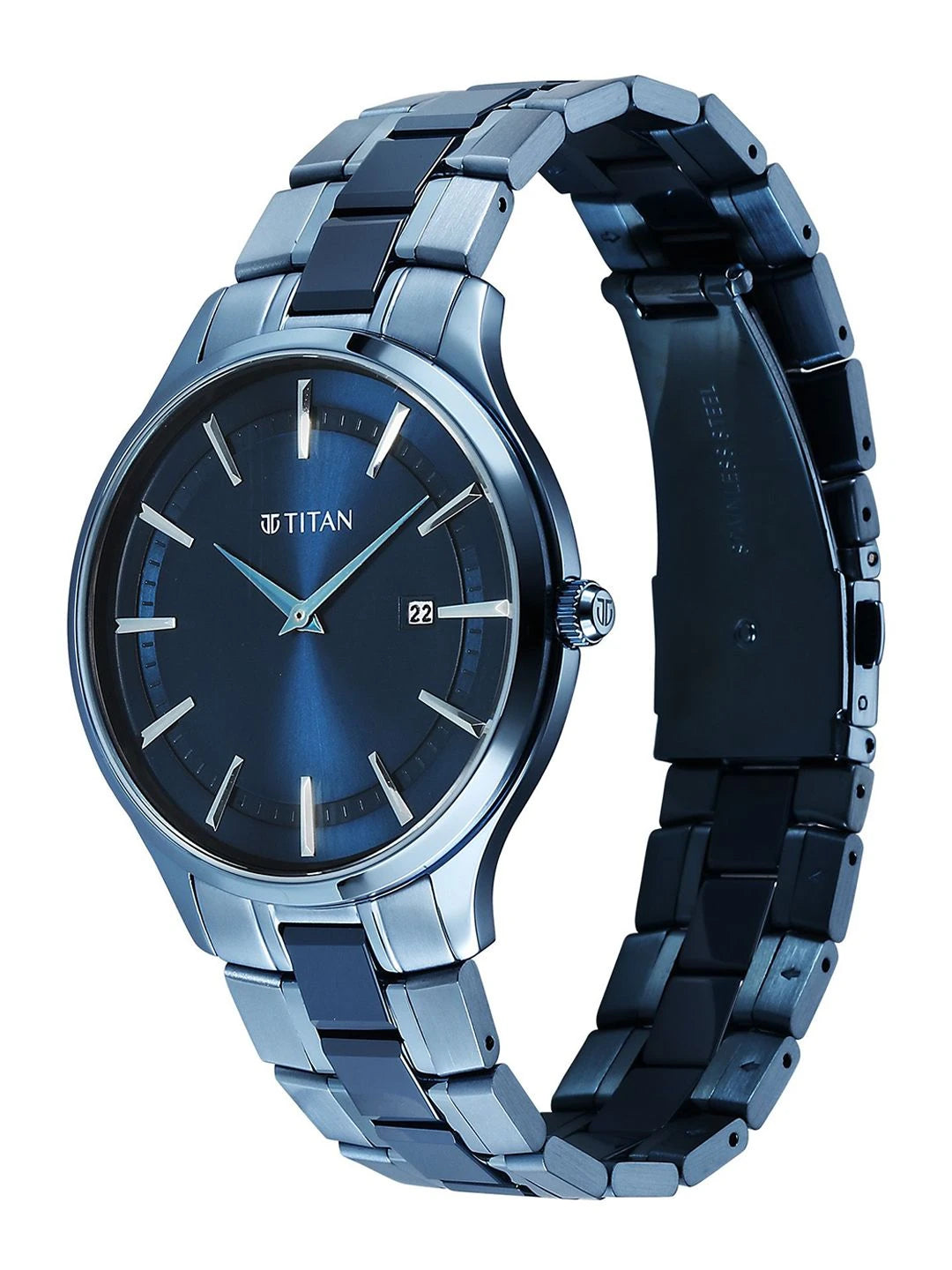 Titan Dial & Stainless Steel Bracelet Style Straps Analogue Watch - 90142QD01