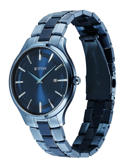 Titan Dial & Stainless Steel Bracelet Style Straps Analogue Watch - 90142QD01
