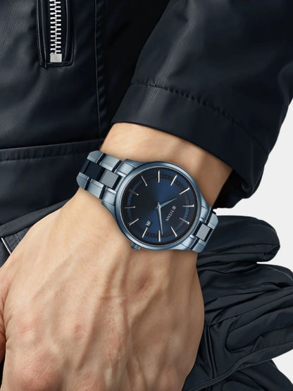 Titan Dial & Stainless Steel Bracelet Style Straps Analogue Watch - 90142QD01