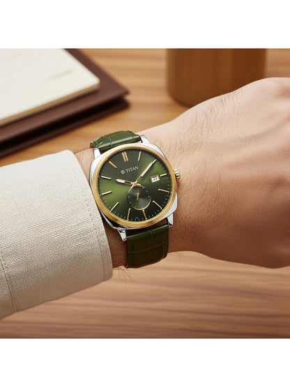 Titan Classique Suave 2.0 Analog Green Dial Watch - 90189BL01