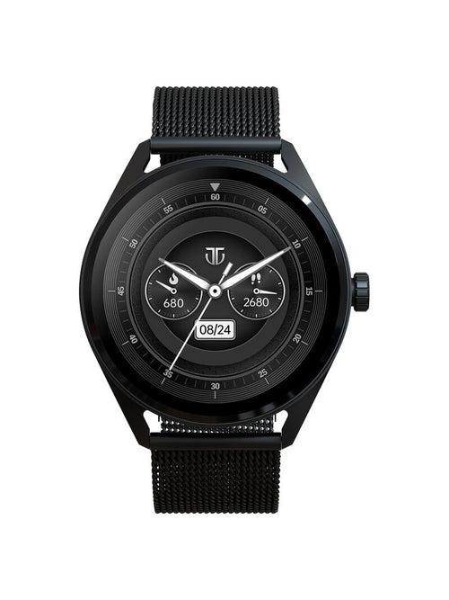 Titan Crest With 3.63 cm AMOLED Display With AOD, Functional Crown, BT Calling Smartwatch With Black Mesh Strap
