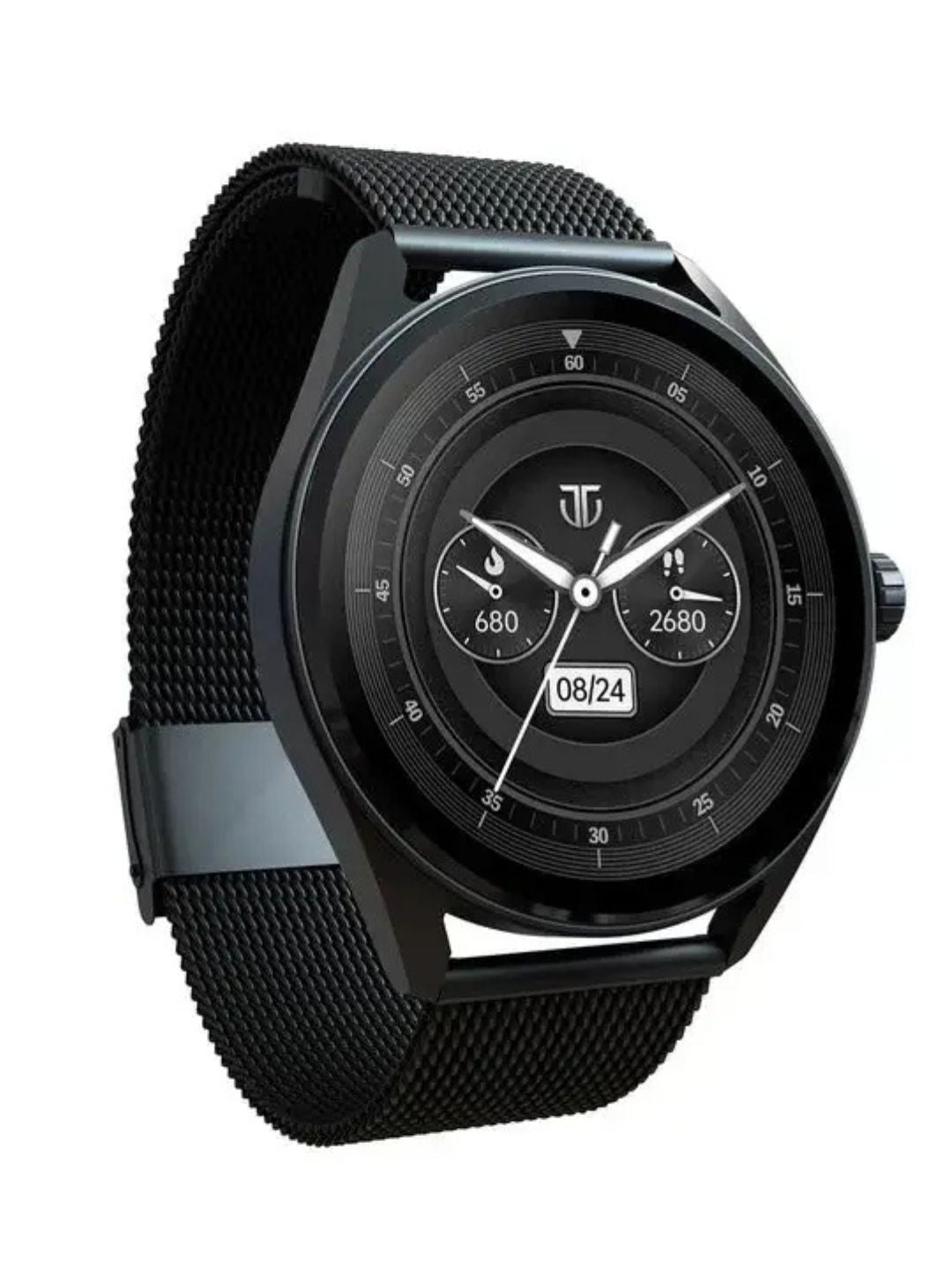 Titan Crest With 3.63 Cm Amoled Display With Aod, Functional Crown, Bt Calling Smartwatch With Black Mesh Strap