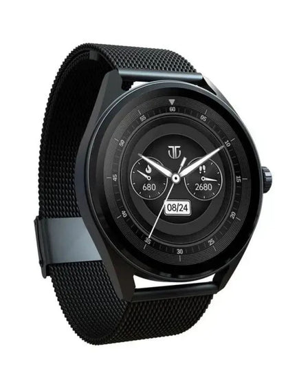 Titan Crest With 3.63 Cm Amoled Display With Aod, Functional Crown, Bt Calling Smartwatch With Black Mesh Strap