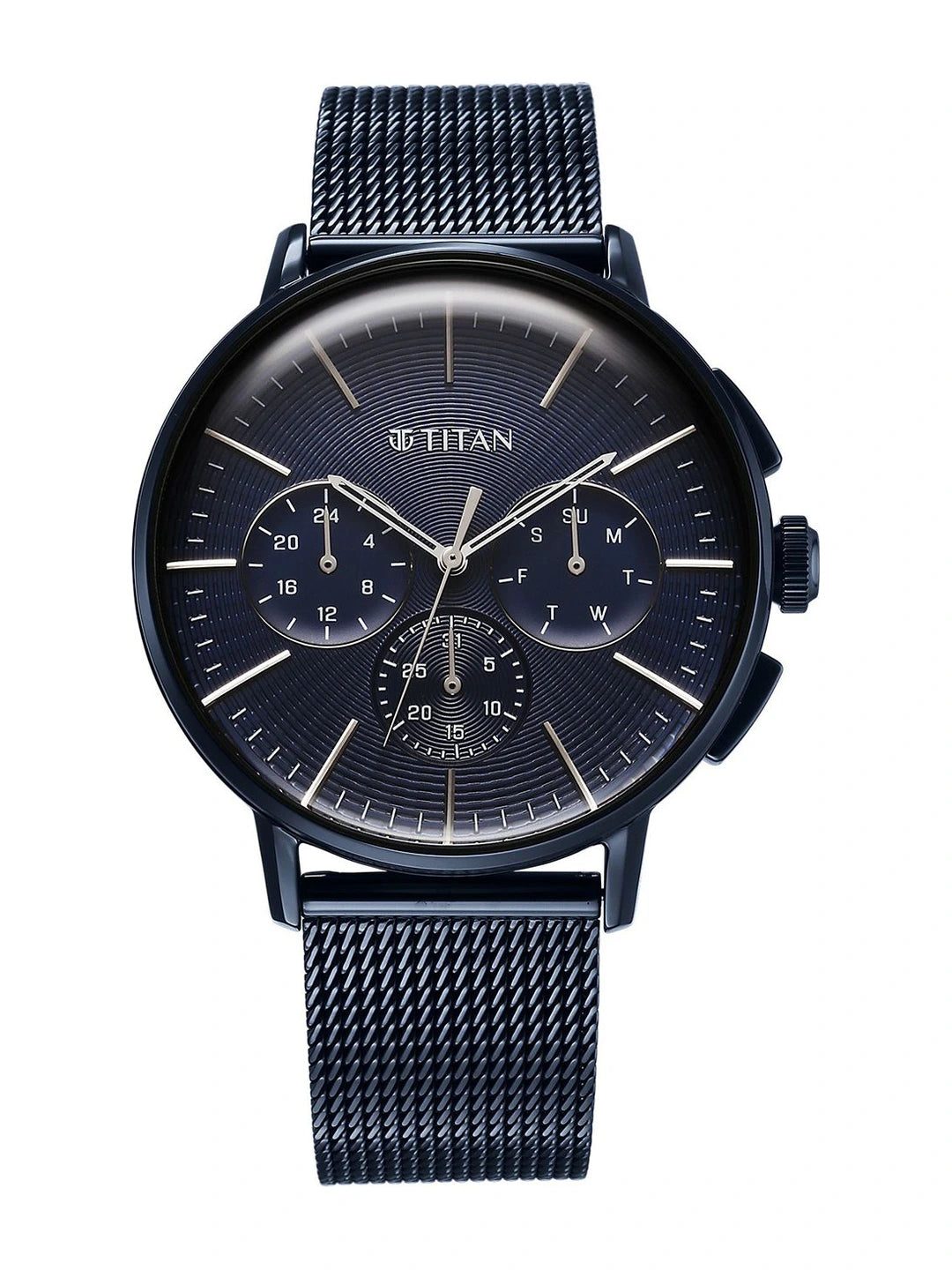 Titan Dial & Stainless Steel Bracelet Style Strap Analogue Watch - 90200QM01