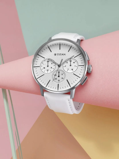 Titan Embellished Dial & Stainless Steel Bracelet Style Straps Analogue Watch - 90200SL04