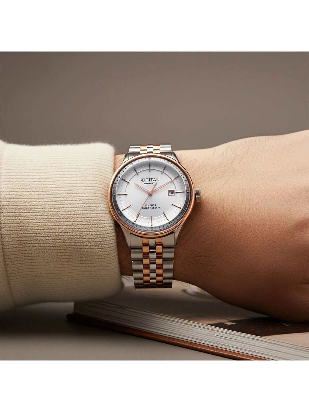 Titan Automatic Weekender Quartz White Round Dial Watch - 90201KM01